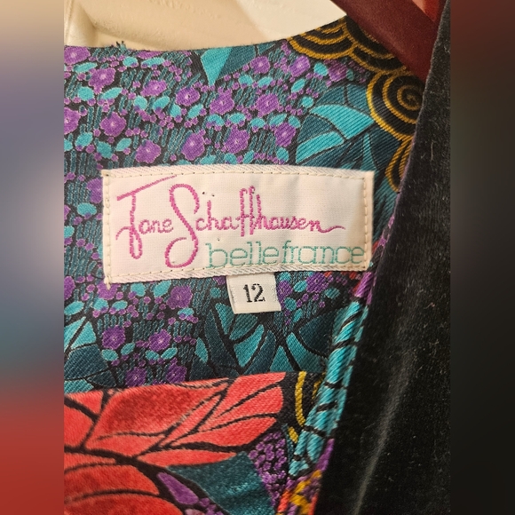 RARE Vintage Jane Schaffhausen Belle France Women's Velvety Floral Prairie Dress - Picture 8 of 11